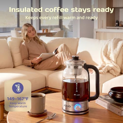 Electric Coffee Percolator with Glass Pot and Stainless Steel Filter - 11 Cups