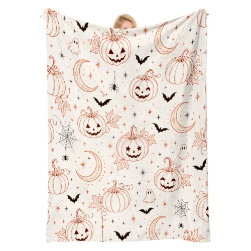 Halloween Fuzzy Blanket - Pumpkin Spooky Throw for Adults & Kids, 40x60 Inches (Halloween7)