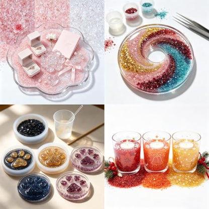 Crushed Glass Glitter Set of 10 - Multicolor, 3-6mm, 450g for Resin Art Crafts