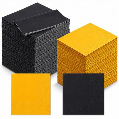 240 Black and Orange Disposable Cocktail Napkins 10 Inch Party Supplies