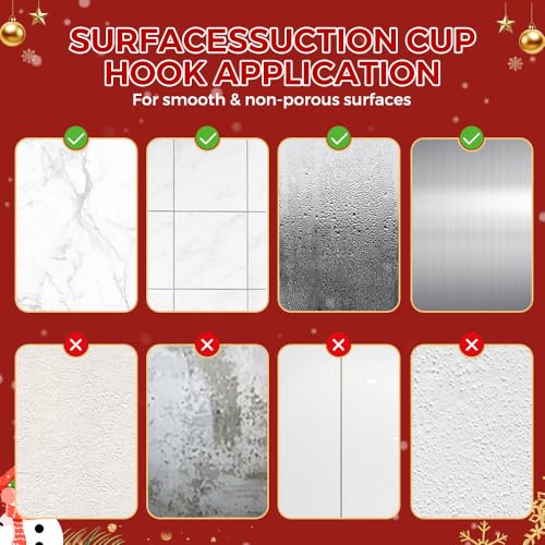 Gold Suction Cup Hooks for Wreaths No Drill Removable Bathroom & Decor