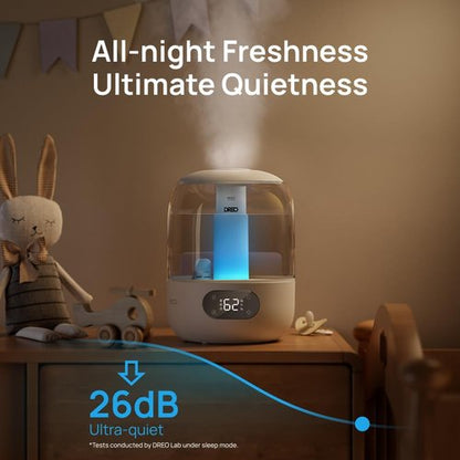 DREO Ultrasonic Humidifier - 3L Top Fill, 30H Quiet Runtime & Humidity Sensor | Ideal for Bedroom & Nursery