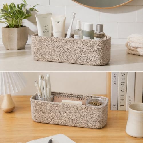 Oatmeal Toilet Paper Basket for Toilet Tank - Collapsible Reusable Storage - 1 Pack