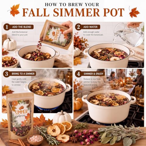 Fall Simmer Pot Mix with Dried Fruits and Herbs - Natural Aromatherapy Gift Set