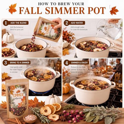 Fall Simmer Pot Mix with Dried Fruits and Herbs - Natural Aromatherapy Gift Set