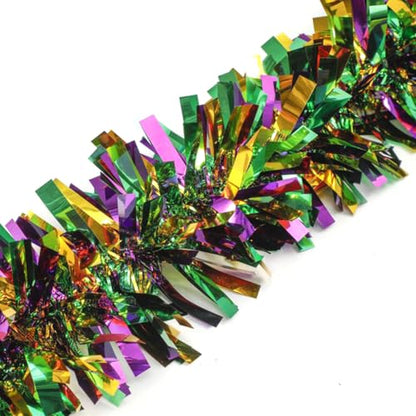 33Ft Christmas Tinsel Garland - Gold Green Purple Metallic Decor for Holiday & Party