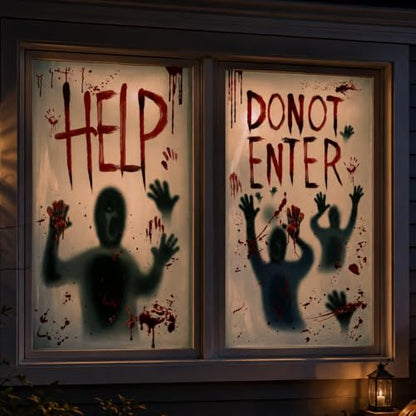 Halloween Bloody Window Posters Set - Black and Red 2 Pieces