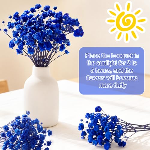 Mini Dried Baby's Breath Flowers - Royal Blue, 100 Pcs for Wedding Decor & Crafts
