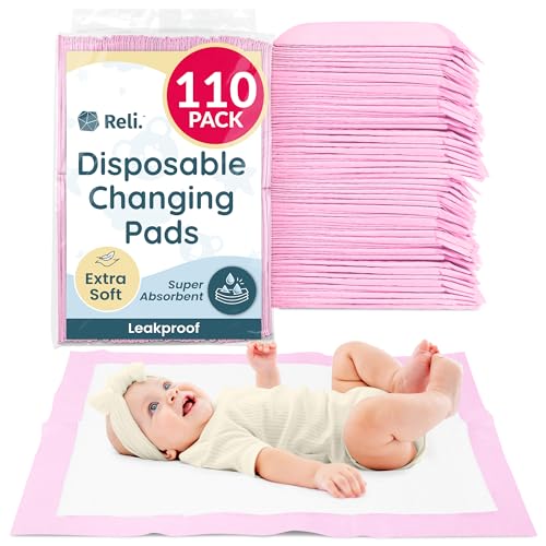 Disposable Baby Changing Pads 110 Pack, 13x18 Inch, Leak-Proof & Soft