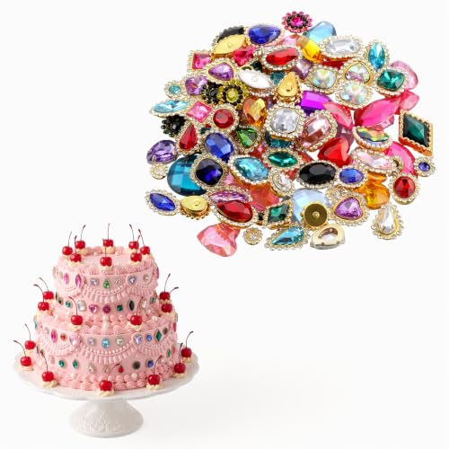 Acrylic Gemstone Cake Topper Set - 100 Assorted Decorative Gems for Birthday & Celebration Cakes