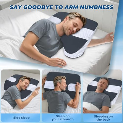 Side Sleeper Pillow with Arm Holes - Grey, 2-in-1 Shoulder Relief System