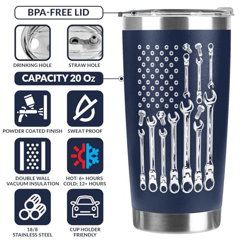 Navy Printing 20 Oz Tumbler for Men Dad Husband Gift - Handyman & Mechanic Humor