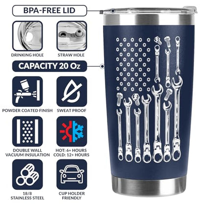 Navy Printing 20 Oz Tumbler for Men Dad Husband Gift - Handyman & Mechanic Humor