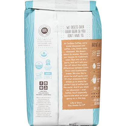 Caribou Coffee, Mahogany Dark Roast, Whole Bean, 12 oz. Bag, Dark Roast Blend of El Salvador, Sumatra, & Guatemala Coffee Beans, Earthy, Dark, & Bold, with A Raw Sugar Finish; Sustainable Sourcing