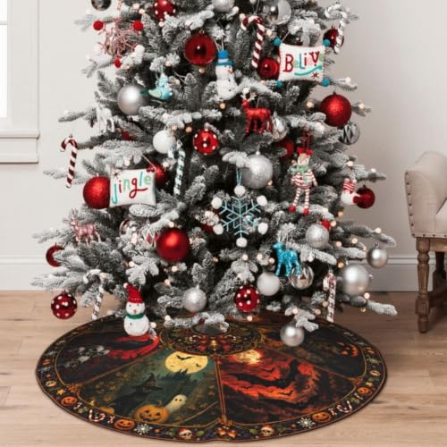 Halloween Tree Skirt 36 Inch Xmas Tree Mat Holiday Decor Medium - Not Quilted