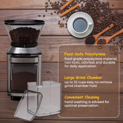 Coffee Grinder Replacement Chamber with Lid for Cuisinart DBM-8P1