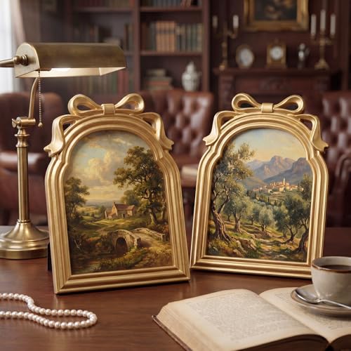 Vintage Gold Frame Set - 6 Pieces 8x10 Wall & Tabletop Photo Frames - Retro Style