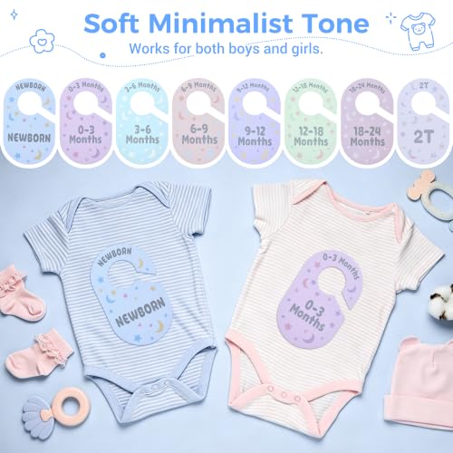 Baby Closet Dividers 8 Pack - Double-Sided Nursery Clothes Organizer Blue Starry Sky