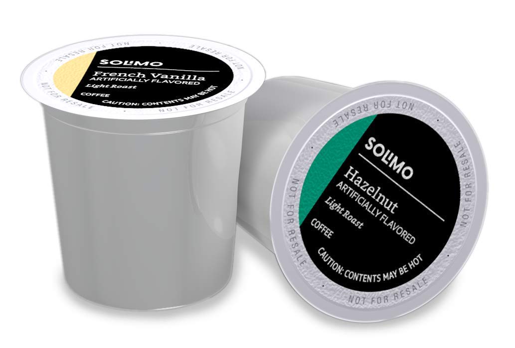 Solimo Light Roast Coffee Pods Variety Pack - Hazelnut & French Vanilla | 100 Count Compatible with Keurig 2.0