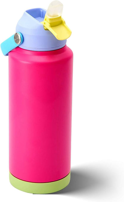 Skiennix 32 oz Insulated Water Bottle - Stainless Steel, Leak-Proof, Flip-Top Straw Lid, Raspberry