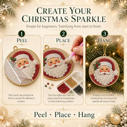 12pcs Christmas Diamond Painting Ornaments DIY Pearl Art Kits for Adults - Variation #a