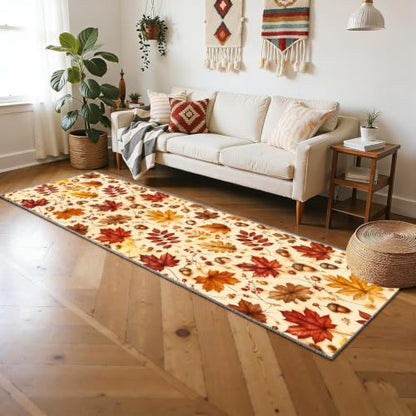 Autumn Leaf Acorn Runner Rug 3x12 Fall Country Floor Mat for Thanksgiving - Pattern-7