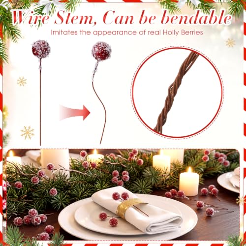 Artificial Holly Berries - Mini Burgundy Snowberry for Christmas Decor, 500 Pcs
