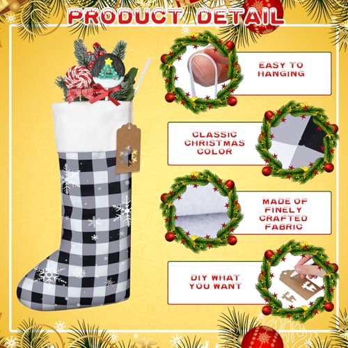 Christmas Stockings Bulk Set - Green, Red, White, 12 Pack, Cute Holiday Decor