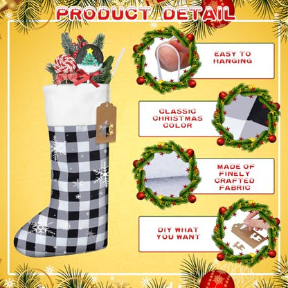 Christmas Stockings Bulk Set - Green, Red, White, 12 Pack, Cute Holiday Decor