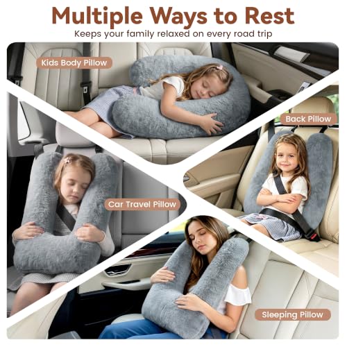 Kids Car Seat Travel Pillow - Toddler Neck Support Cushion Grey