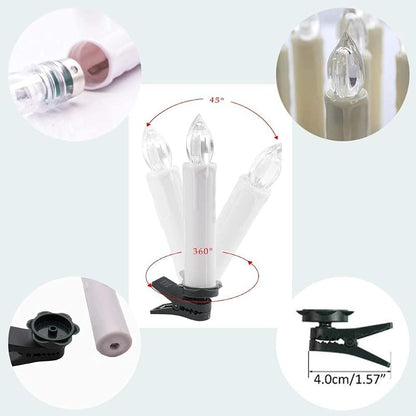 LED Flameless 10-Piece Taper Candles with Remote – Dimmable, Battery Operated, Clip-on for Wreaths and Candelabras