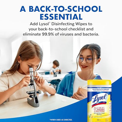 Lysol Disinfectant Wipes, Multi-Surface Antibacterial Cleaning Wipes, For Disinfecting and Cleaning, Lemon and Lime Blossom, Pack of 4