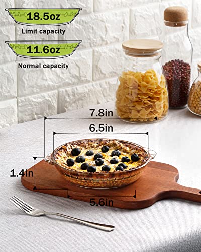 ZYER Mini Pie Plate 11.6oz Tart Pan Easy Grab Glass Pie Pan for Single Serving Pie Dish for Baking, 6.5 Inch