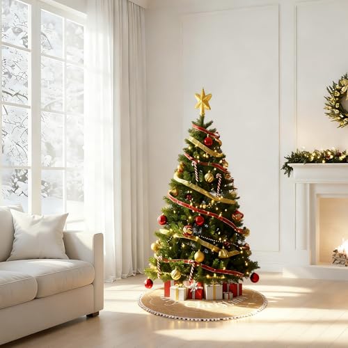 24 Inch Mini Christmas Tree Skirt Burlap Rustic Decor for Small Tree - AerWo