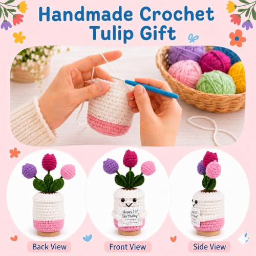 13th Birthday Gift for Girls Boys Handmade Crochet Flower Doll - Keepsake