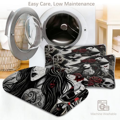 Halloween Gothic Quilt Set with Witch Rose Design - Full/Queen, Lightweight Bedding