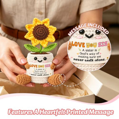 Sister Sunflower Crochet Gift with Card - Birthday from Big Sister Variation