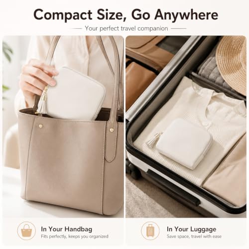 Small Travel Jewelry Case Beige Soft Leather Velvet Lined Organizer Pouch