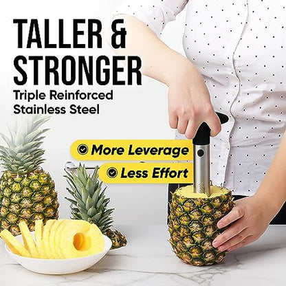 Pineapple Corer and Slicer with Triple Reinforced Stainless Steel with Thicker Blade - Easy-to-Use Pineapple Corer & Pineapple Cutter - Pineapple Slicer and Corer Tool for Easy Core Removal by Zulay