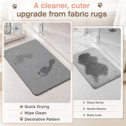 Diatomaceous Earth Bath Mat with Swan Pattern - Quick Dry, Non-Slip Bathroom Rug