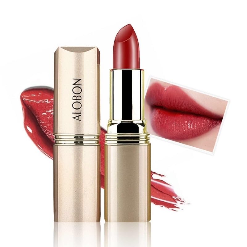Alobon Long-Lasting Deep Red Lipstick - Moisturizing Formula for Vibrant Color (10* Aunt Color)