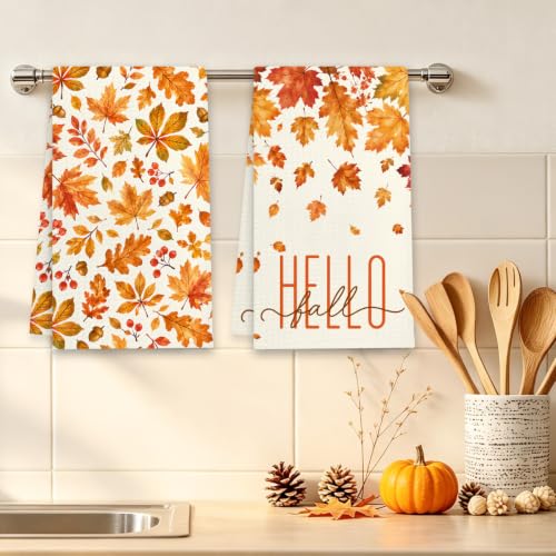 MUBIAO Set of 2 Fall Kitchen Towels - Hand Towels for Decor & Cleaning - 13.5×23.5 Inch - Towel2