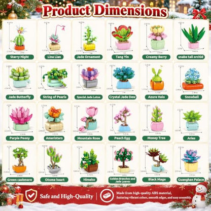 Flower Succulent Advent Calendar 2026 - 24 Mini Plant Building Blocks Kit