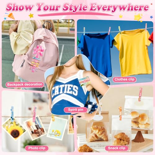 Cheer Pins Making Kit with 100 Macaron-Colored Clothes Pins and Charms for Backpacks & Crafts