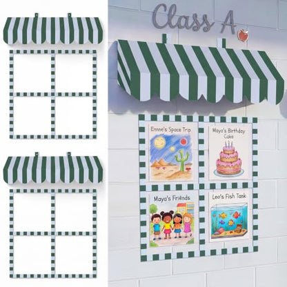 Retro Green Stripe Paper Awning Decorations - Carnival Party & Bulletin Board Decor