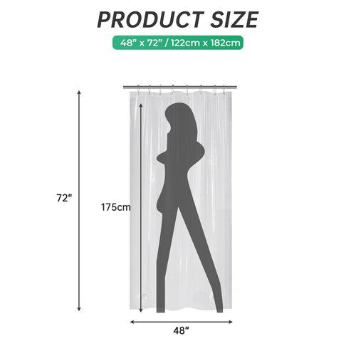 AmazerBath 48x72 Shower Curtain Stall, Small Shower Curtain for Shower Stall, Clear Bathroom Curtain Plastic, Thick PEVA Bathroom Accessories with 2 Clear Weighted Stones and 8 Grommet Holes
