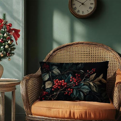 Christmas Berries Decorative Pillow Covers 12x20 - A-christmas Berries 2