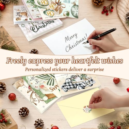 Nordic Christmas Cards Assortment Bulk Xmas Cards with Envelopes & Stickers