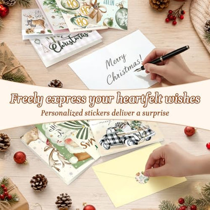 Nordic Christmas Cards Assortment Bulk Xmas Cards with Envelopes & Stickers