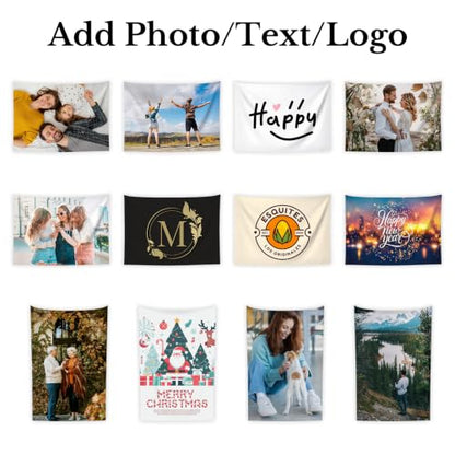 Personalized Vertical Wall Tapestry with Photo - Customizable Home Decor - Portrait Variation